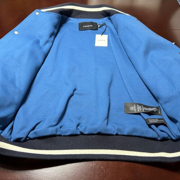 COACH Leather/Cotton Logo Patch Varsity Jacket - Picture 11 of 14